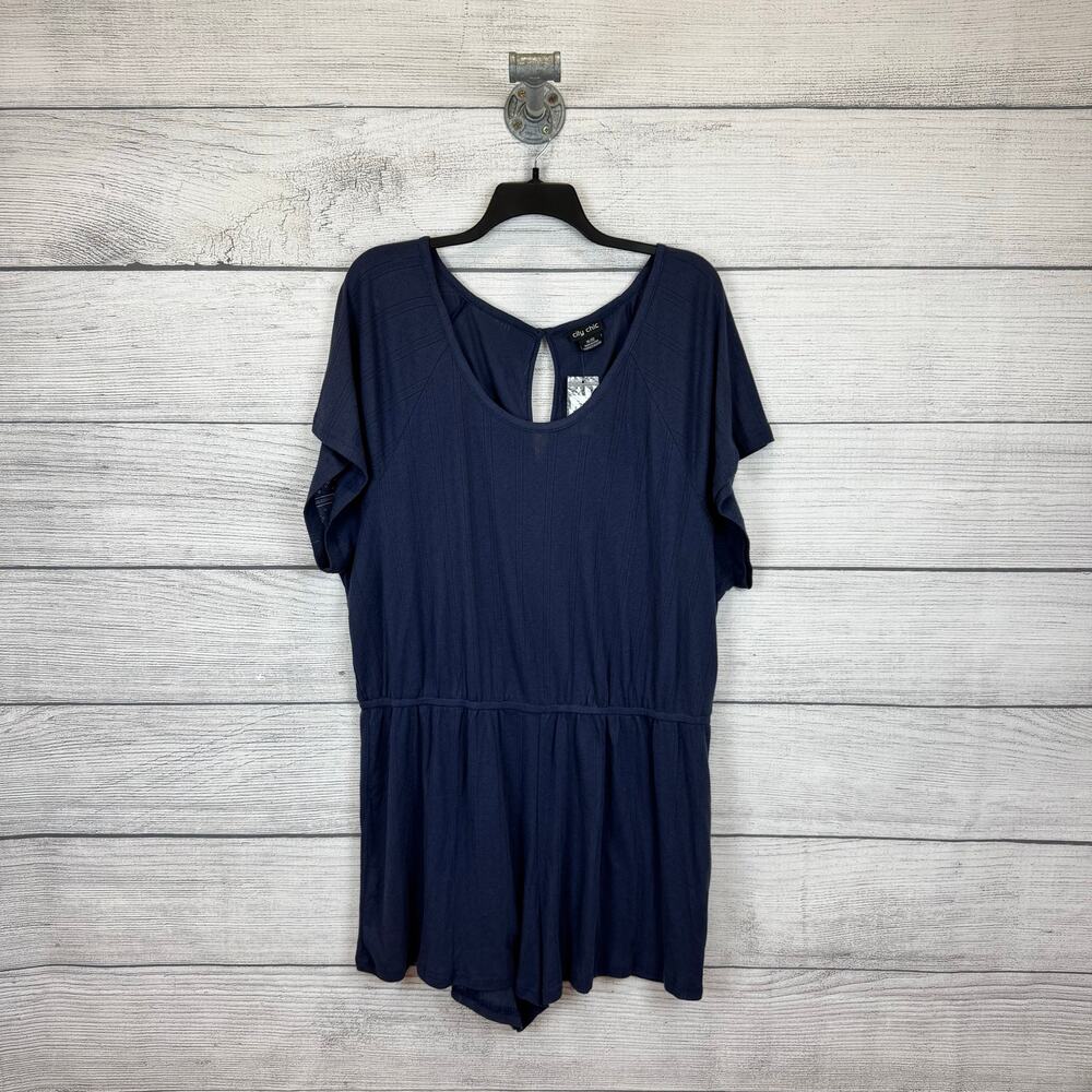 City Chic Plus Size Blue Greta Lounge Lightweight Romper Size 22